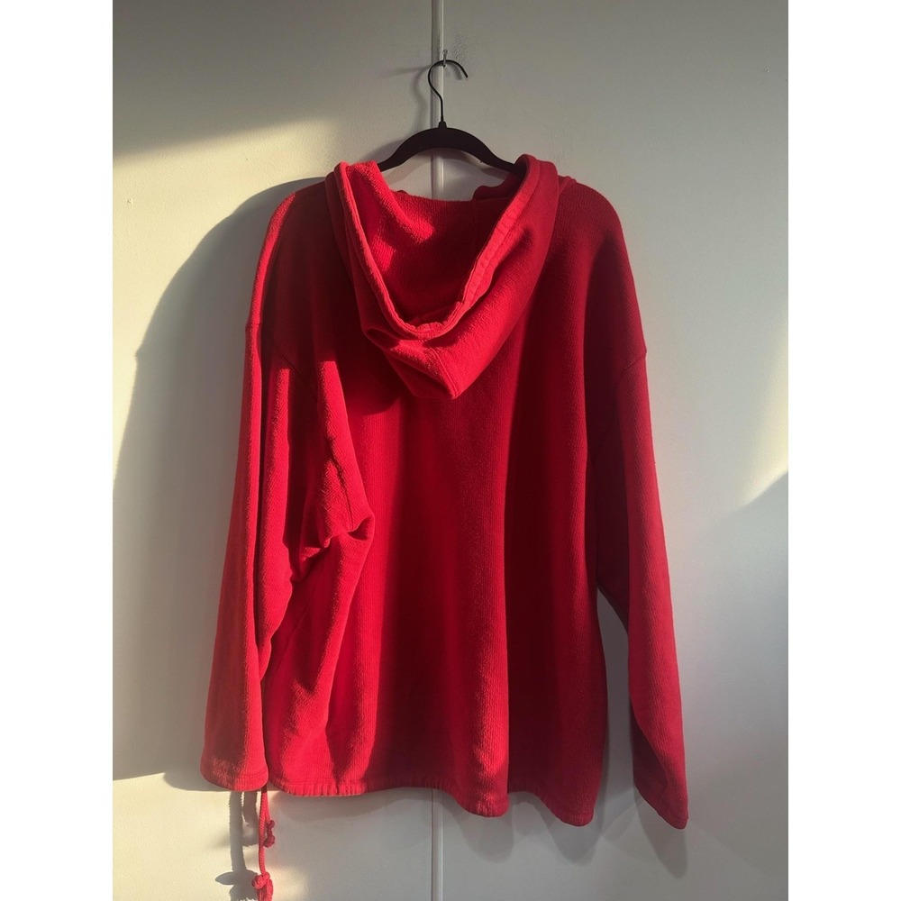 VTG Abercrombie & Fitch Hoodie Mens Medium Red Pullover Henley Knit Cotton - Picture 2 of 6